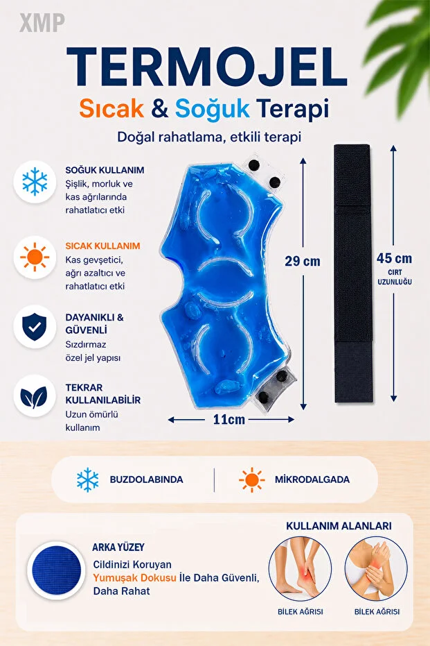 TERMOJEL Sıcak Soğuk Kompres Termojel 27cm X 12cm El Ve Ayak Bileği, Soğuk Buz Jel